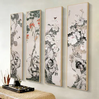 Bộ 4 tranh tứ quý Xuân Hạ Thu Đông, Tùng Cúc Trúc Mai - TQ060124