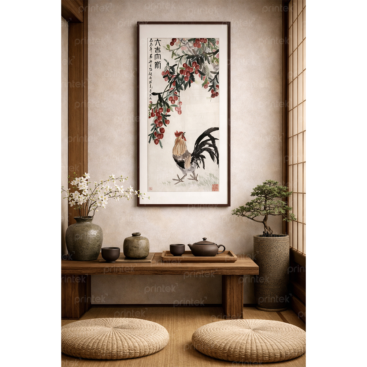 Tranh gà trống, đã có khung - 01CN01L0