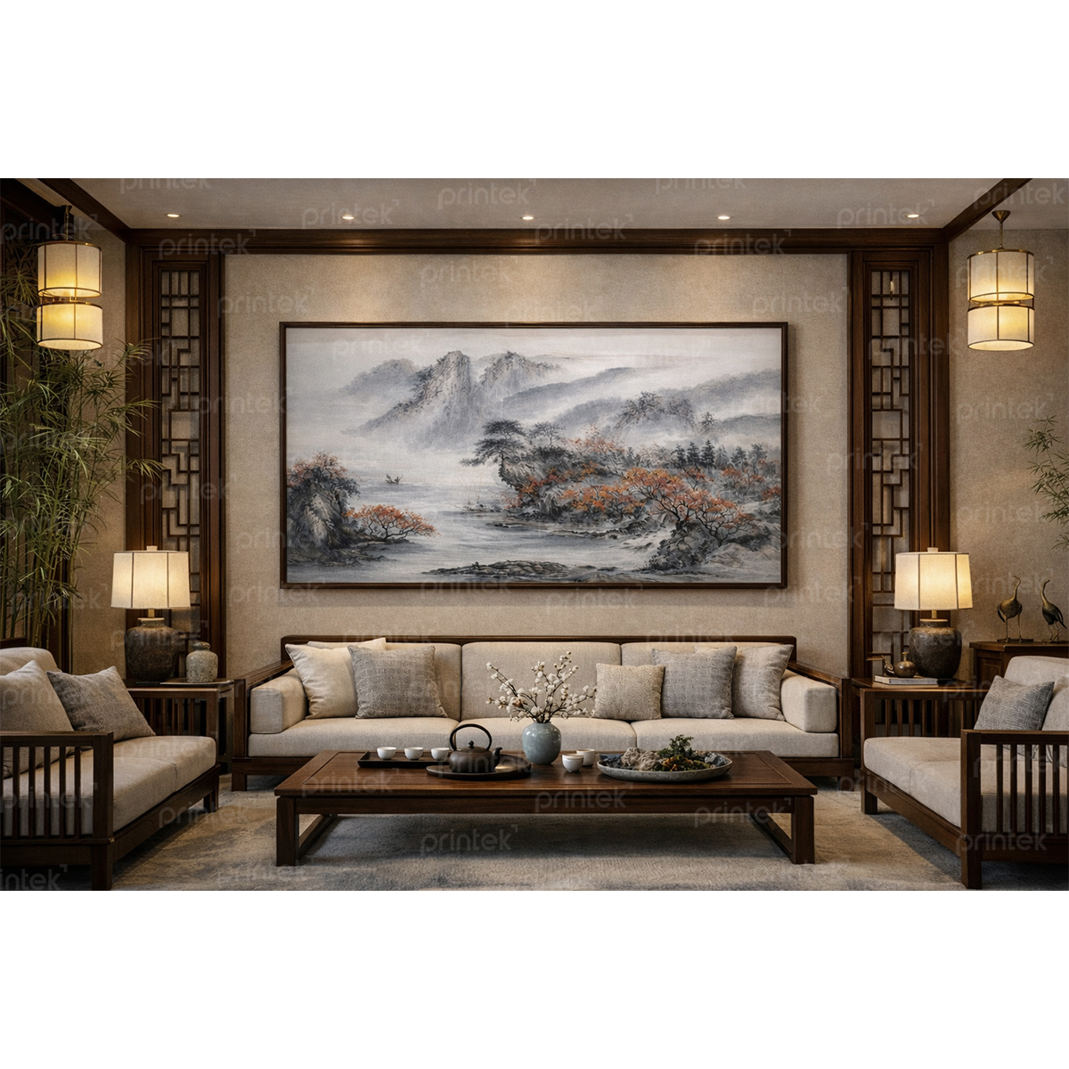 Tranh thủy mặc phong cảnh trang trí phòng khách - ST1332301