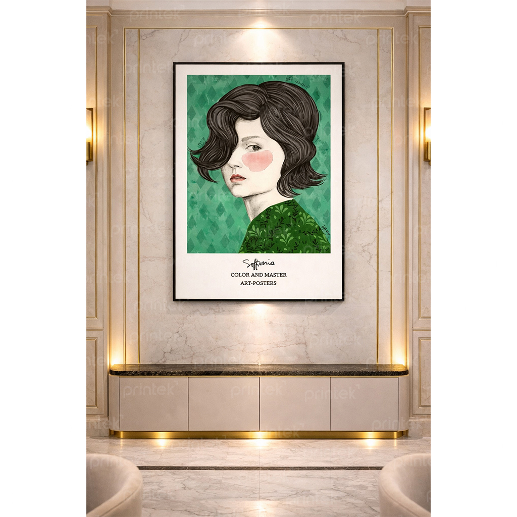 Tranh trừu tượng cô gái, đã có khung - BH01647