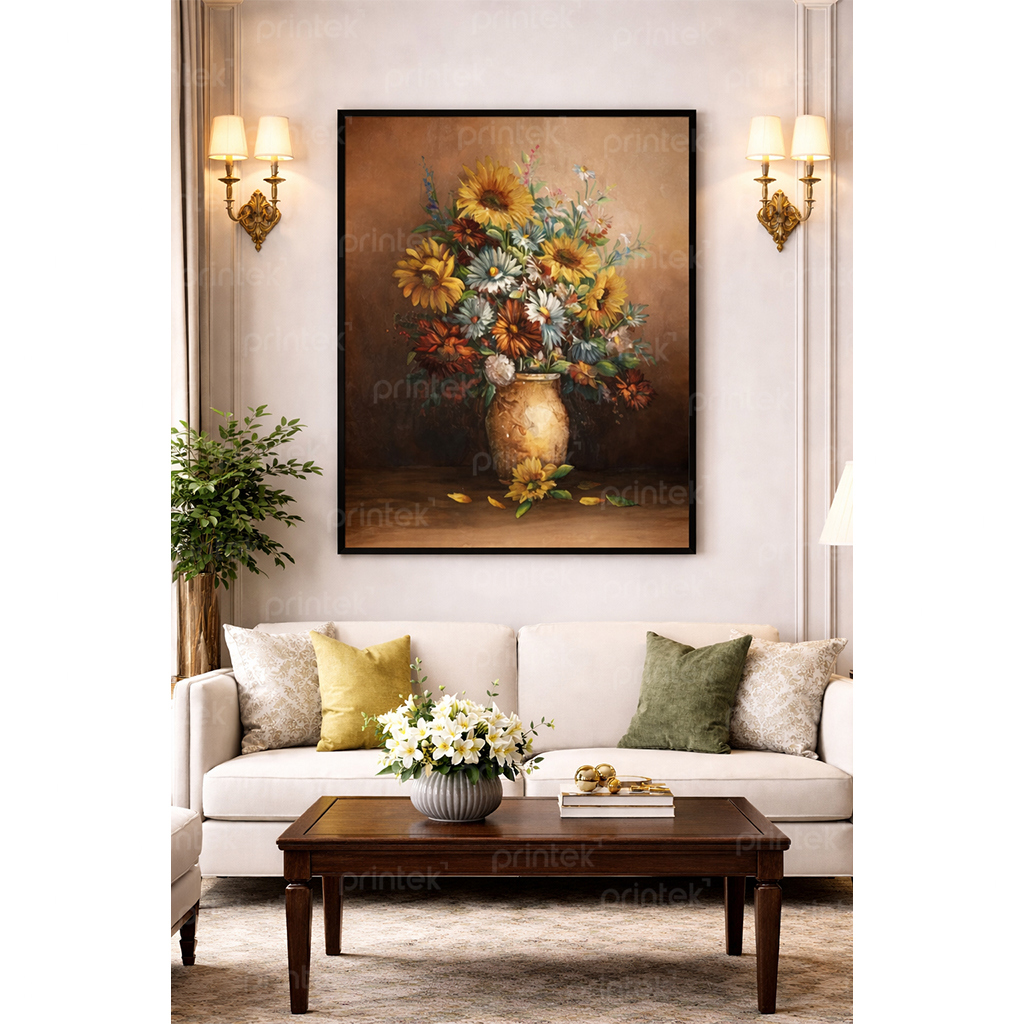 Tranh canvas tĩnh vật chủ đề Hoa, đã có khung - TVZ03