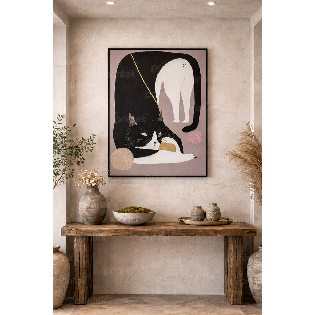 Tranh trừu tượng con mèo, đã có khung - TT7188