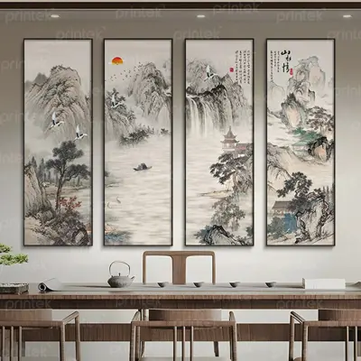 Bộ tranh tứ quý thuỷ mặc, in theo yêu cầu - TQ1011