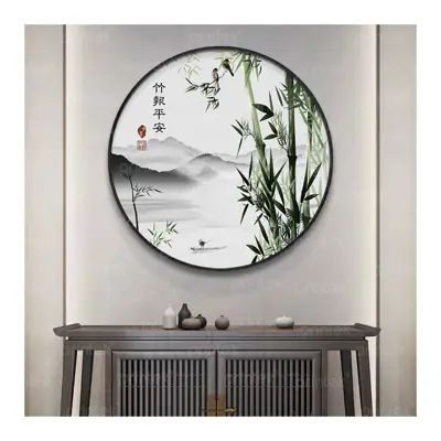 Tranh tròn thủy mặc cành trúc - TB13323891