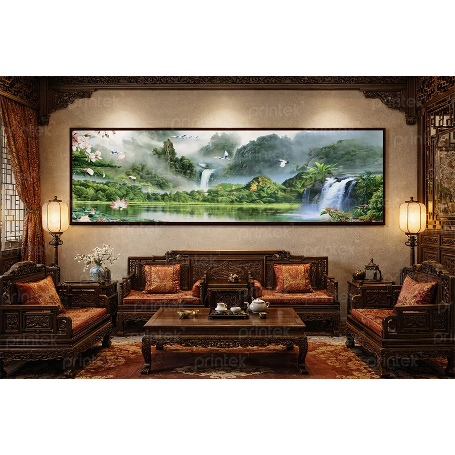 Tranh thác nước phong thủy treo tường tài lộc may mắn – MS4676