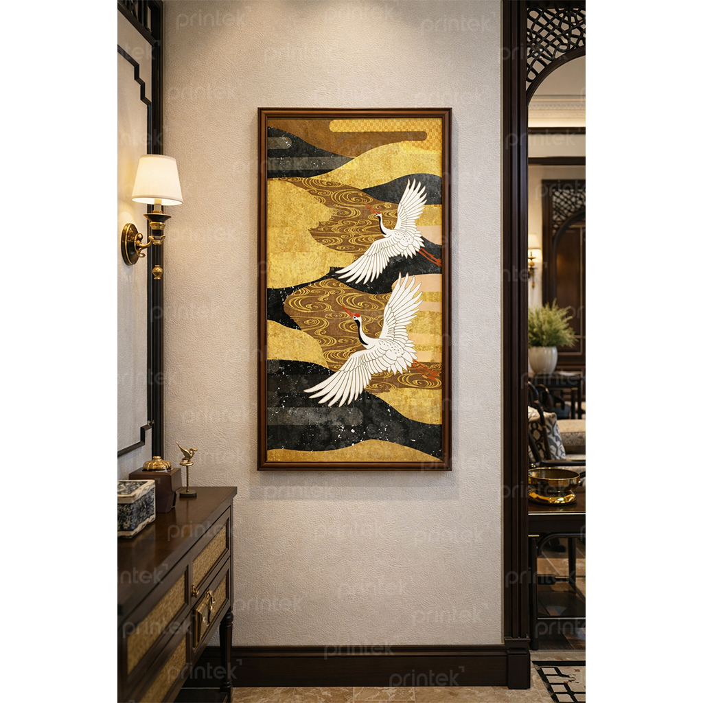 Tranh chim hạc phong cách indochine - ADB1332129