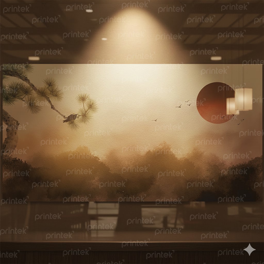 Tranh "Mặt trời đỏ" trang trí  nhà hàng Nhật Bản - ST8263