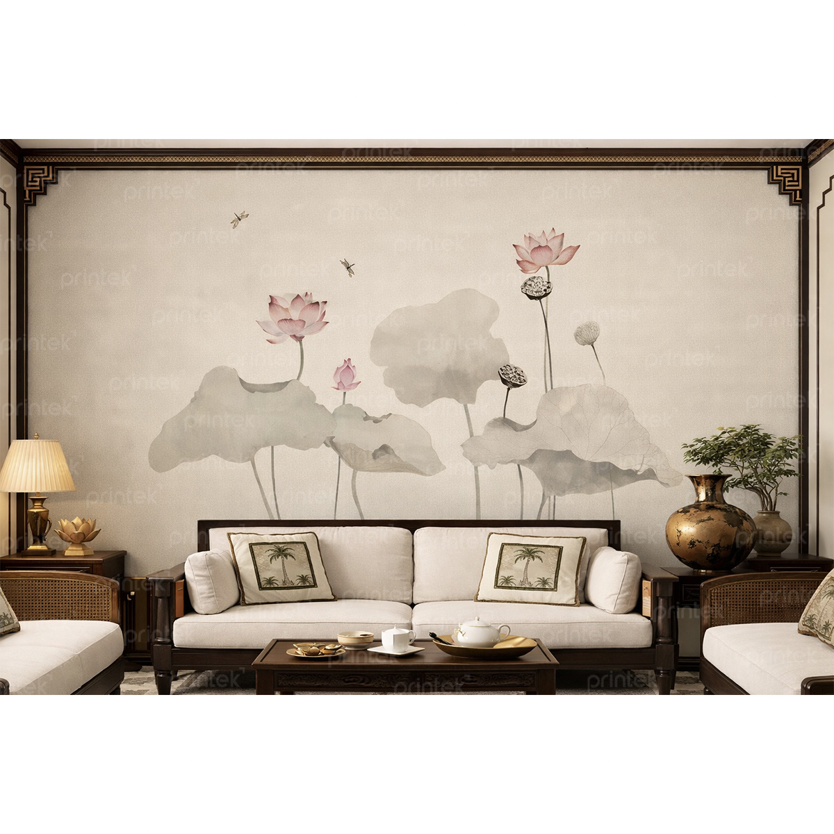 Tranh hoa sen, đã có khung - ST1647