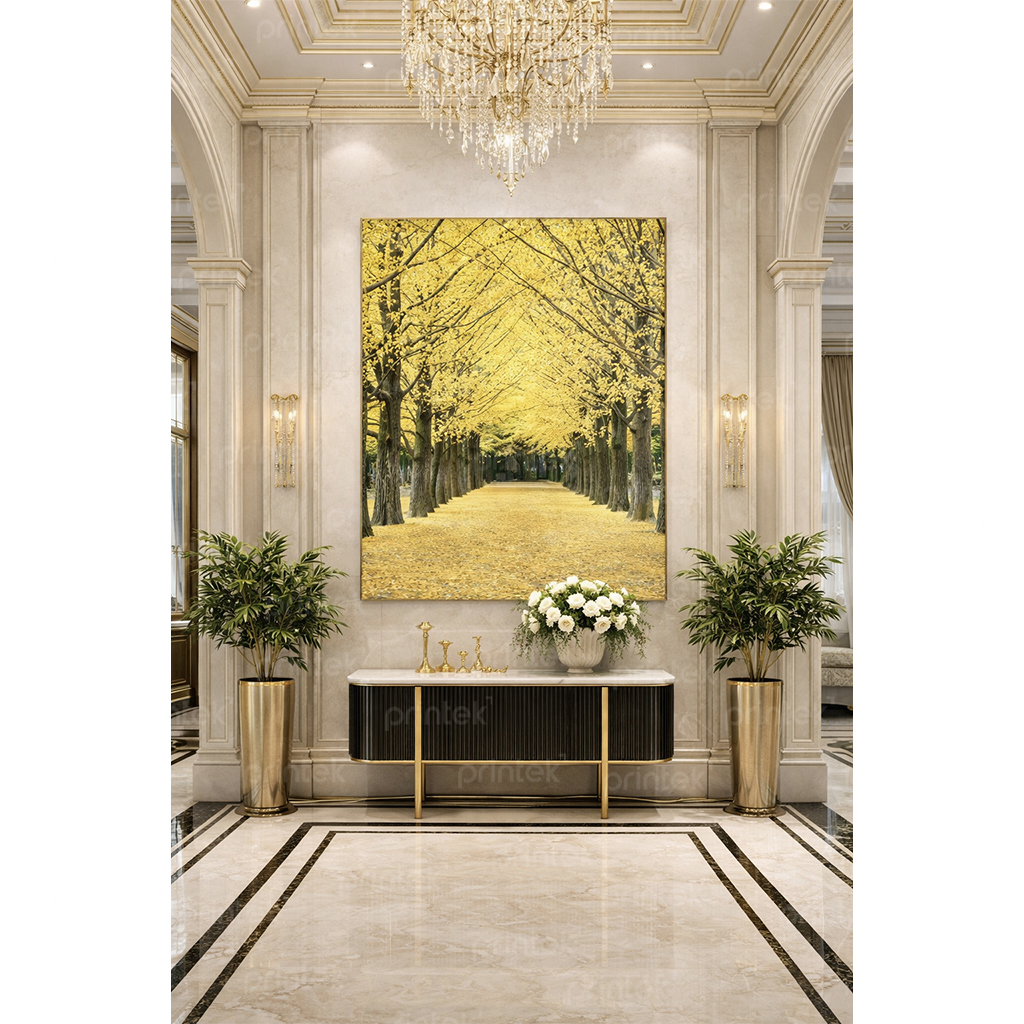 Tranh phong cảnh rừng cây mùa thu lá vàng – MS4850