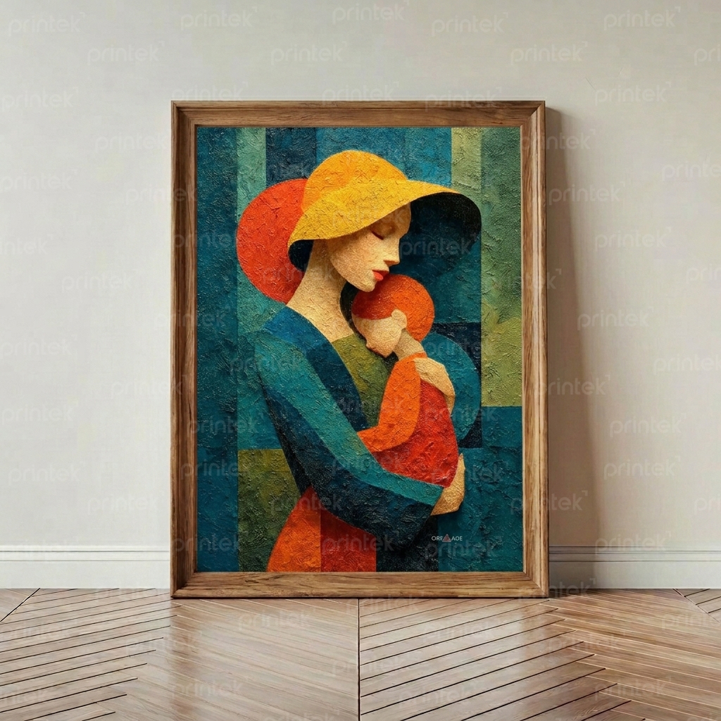 Tranh nghệ thuật mẹ con, đã có khung - ID02226