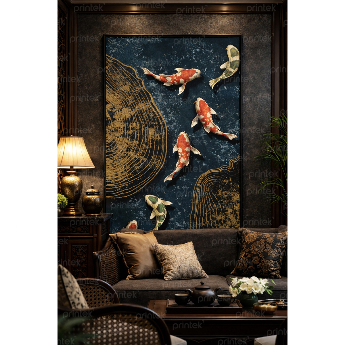 Tranh cá chép hút Tài - Lộc - May mắn – MS4995