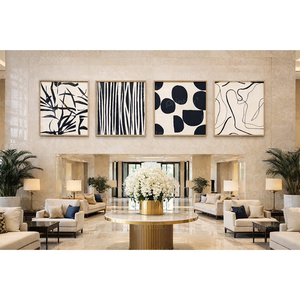 Bộ 4 tranh trừu tượng, đã có khung - DC-ST4001