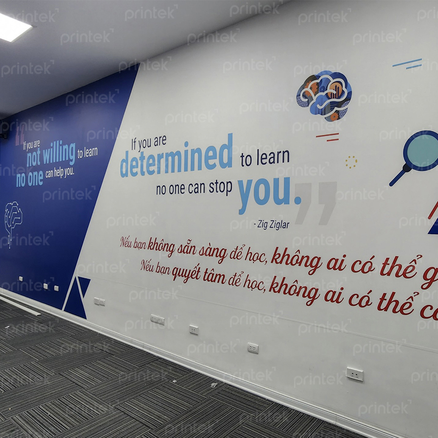 Tranh dán tường văn phòng theo yêu cầu, thi công trọn gói