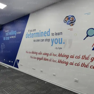 Tranh dán tường văn phòng theo yêu cầu, thi công trọn gói