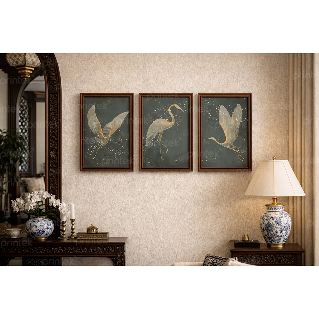Bộ 3 tranh chim phong cách indochine - ADB58
