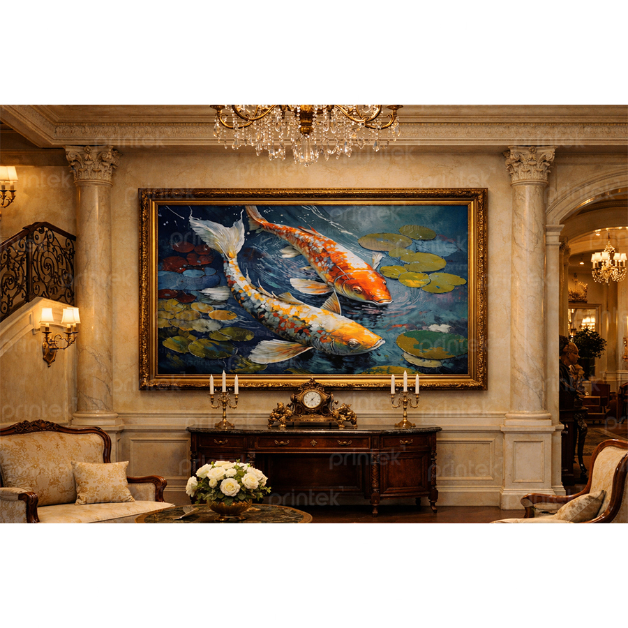 Tranh cá koi treo phòng khách - ADB13221