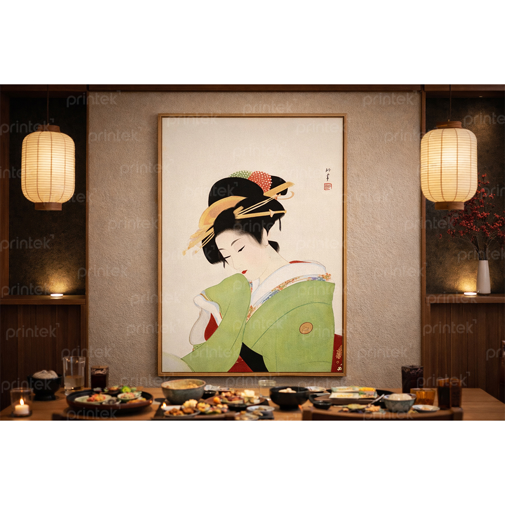 Tranh cô gái mặc kimono, trang trí nhà hàng, quán ăn Nhật Bản - TB13323201