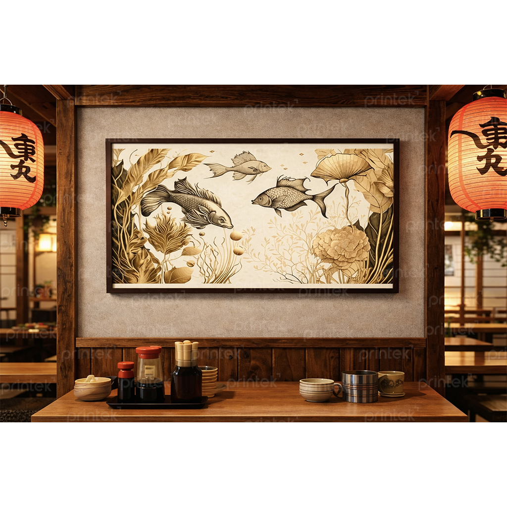 Tranh canvas đàn cá, phong cách indochine - ST5651
