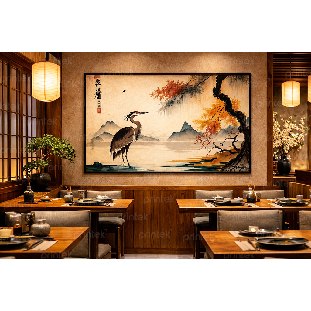 Tranh chim hạc phong cách indochine - ADB131