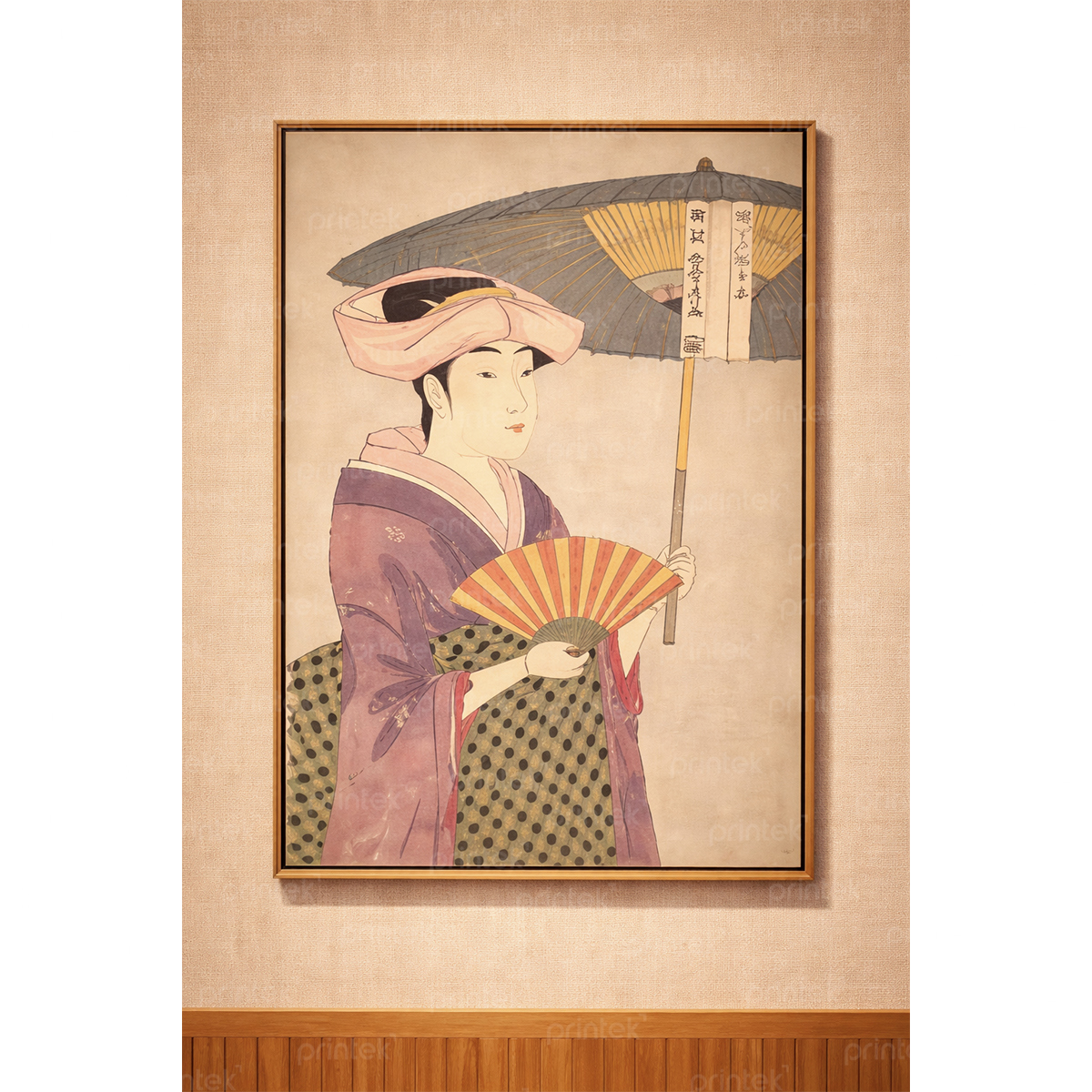 Tranh cô gái mặc kimono, trang trí nhà hàng, quán ăn Nhật Bản - TB13323158