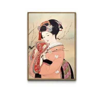 Tranh cô gái mặc kimono, trang trí nhà hàng, quán ăn Nhật Bản - TB13323226