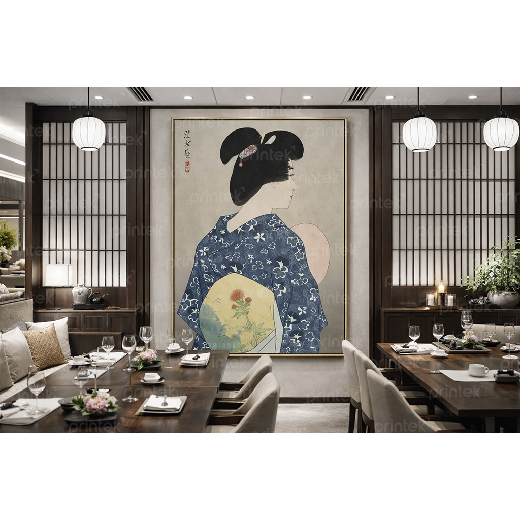 Tranh cô gái mặc kimono, trang trí nhà hàng, quán ăn Nhật Bản - TB13323213