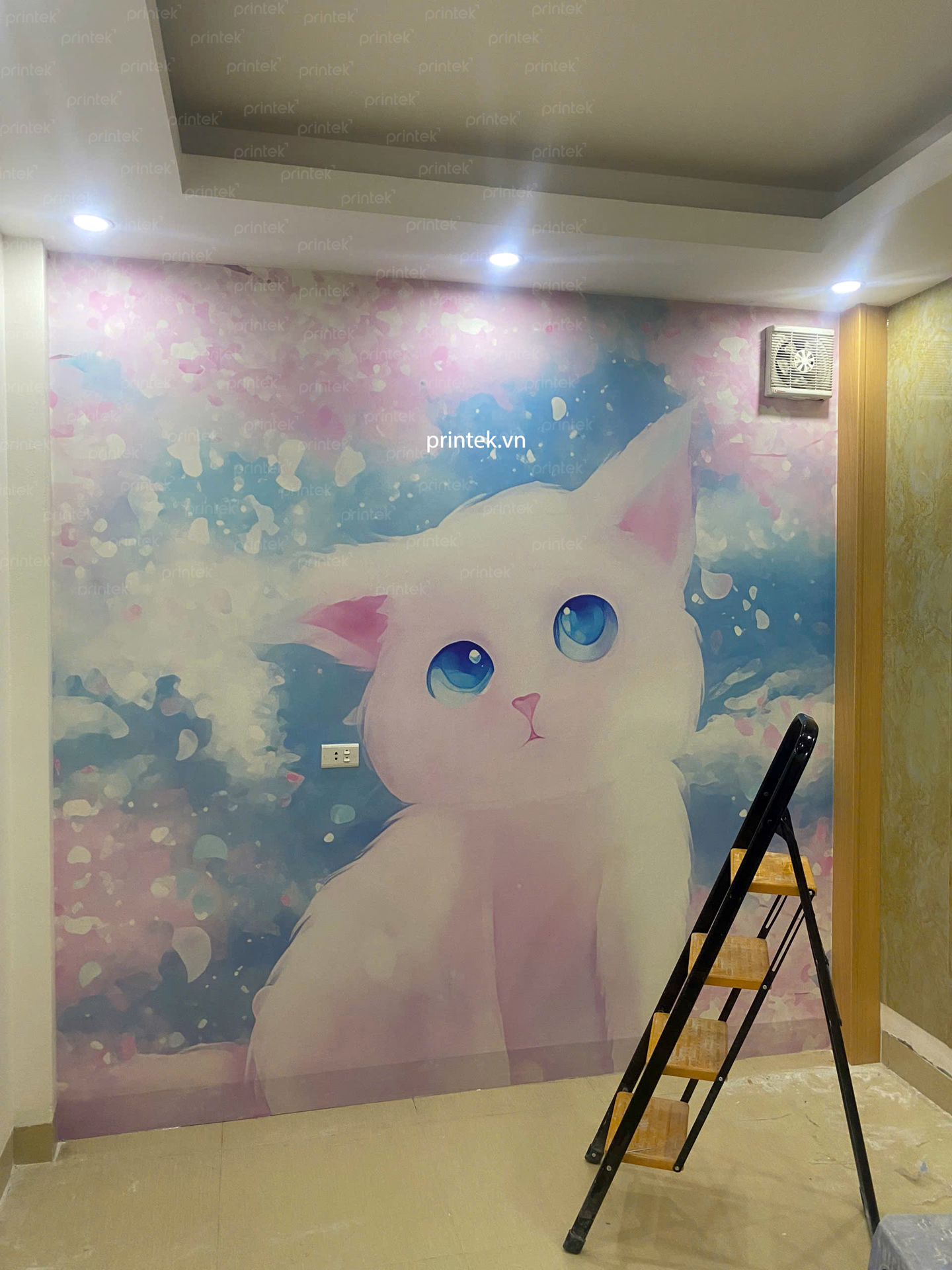 Thi công tranh dán tường dễ dàng