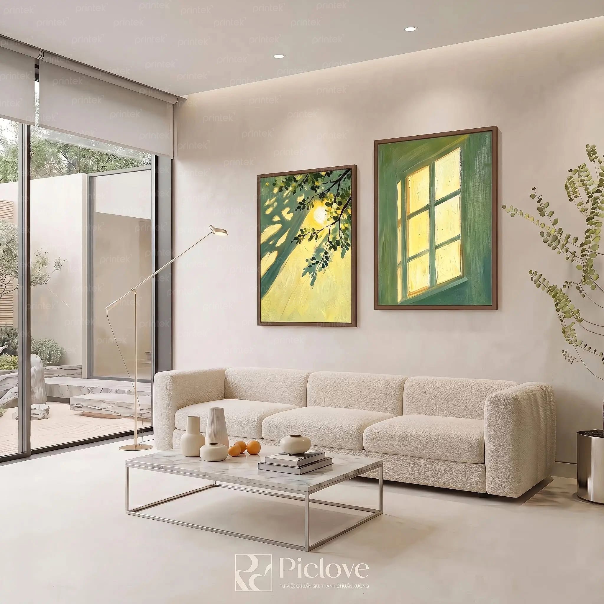Bộ 2 tranh canvas phong cảnh treo phòng khách - PL017