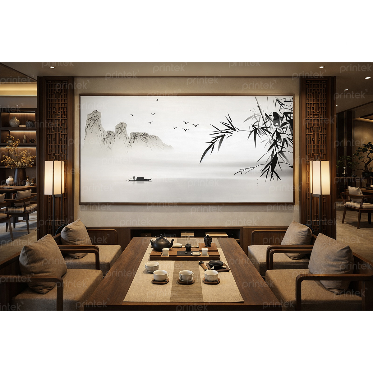 Tranh thuỷ mặc trang trí phòng trà - ST2021