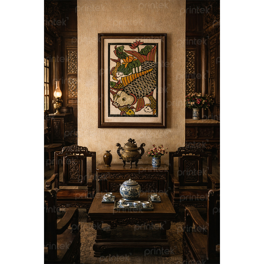 Tranh dân gian Đông Hồ Lý ngư vọng nguyệt - TP90064