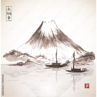 Tranh thủy mặc phong cảnh Nhật Bản - ADB13323643