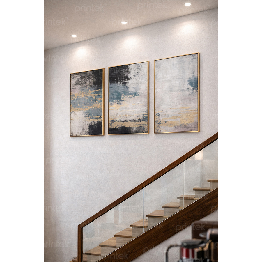 Bộ 3 tranh trừu tượng tối giản treo cầu thang - ADB13323705
