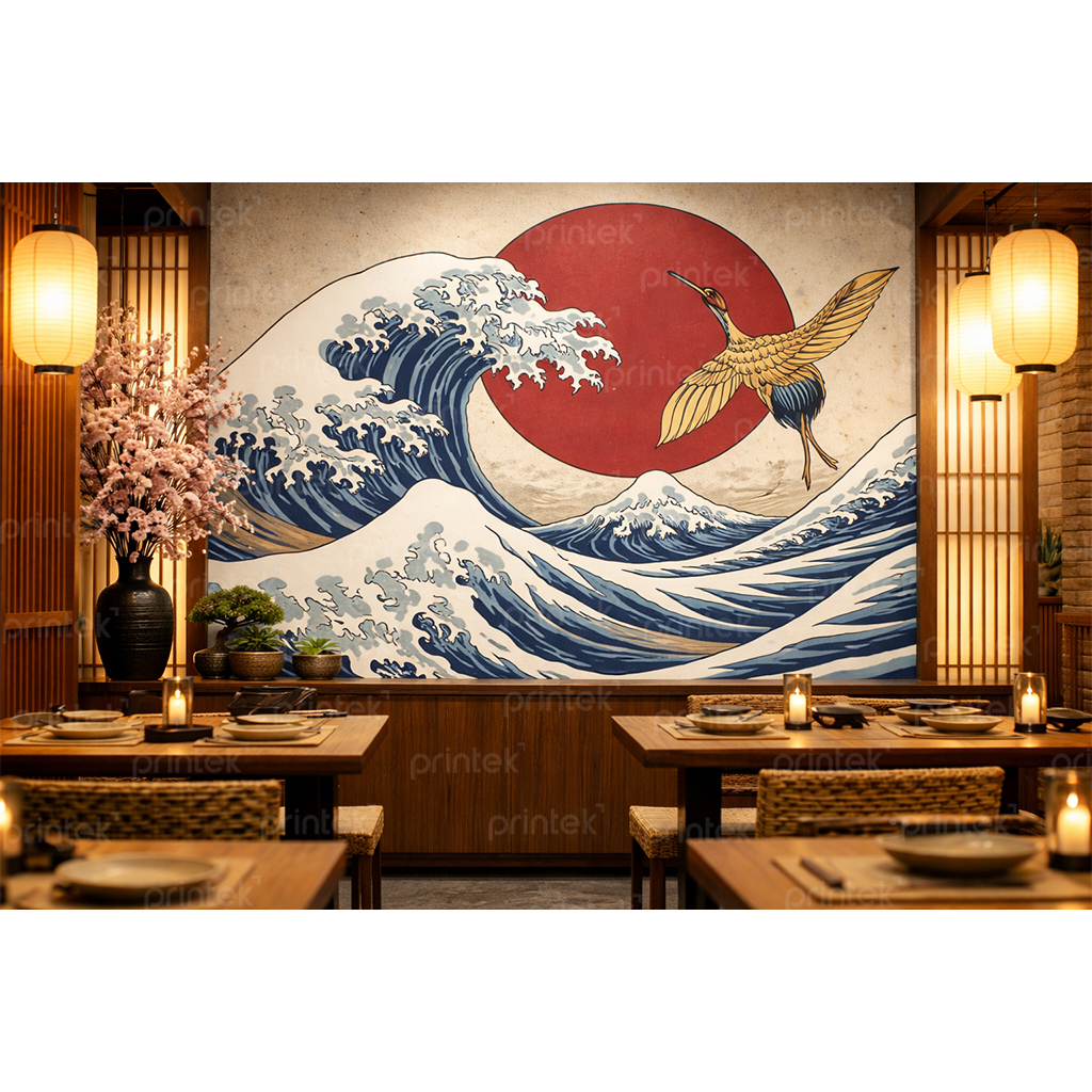 Tranh sóng biển phong cách Nhật Bản, đã có khung – MS030