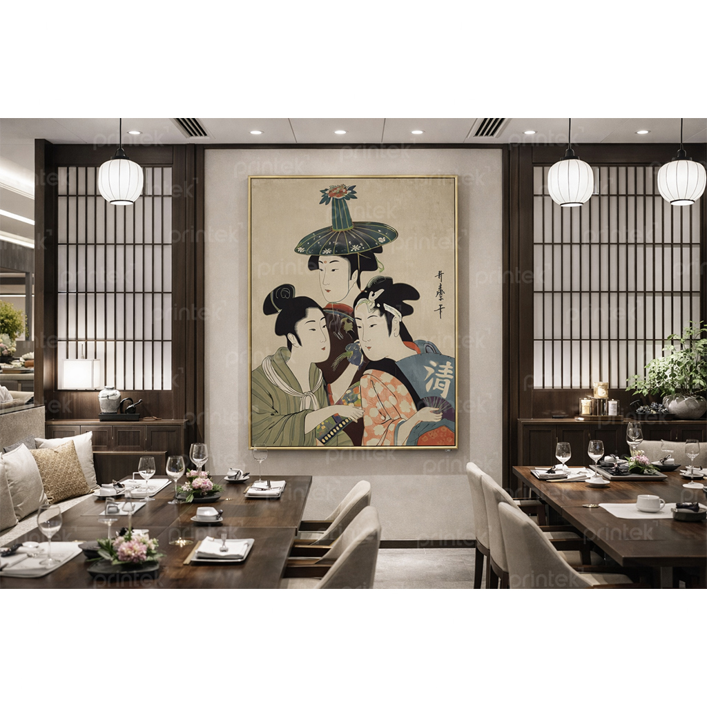 Tranh cô gái mặc kimono, trang trí nhà hàng, quán ăn Nhật Bản - TB13323206