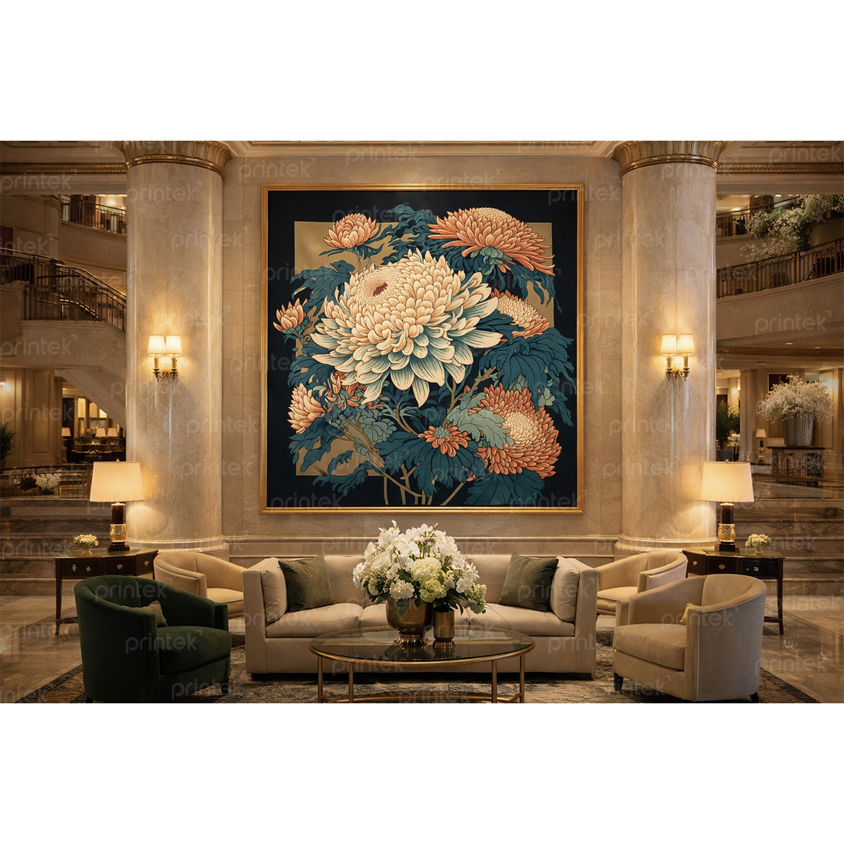 Tranh hoa thược dược phong cách indochine - ADB13324027