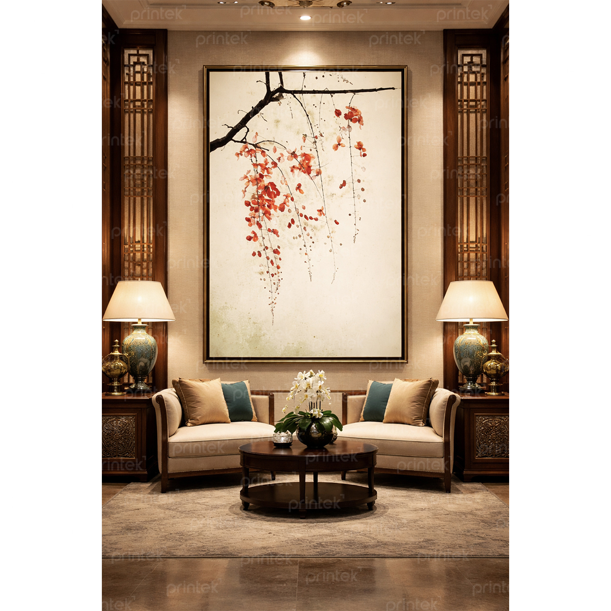 Tranh hoa đỏ, đã có khung - ST5203