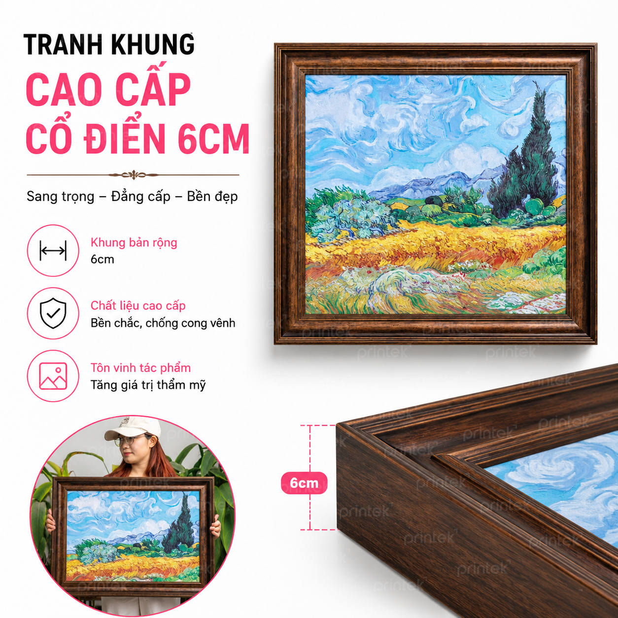 Tranh Canvas khung cổ điển 6cm