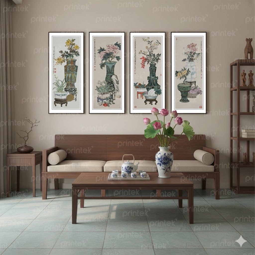 Bộ 4 tranh tứ quý Tùng cúc trúc mai - TB13323401