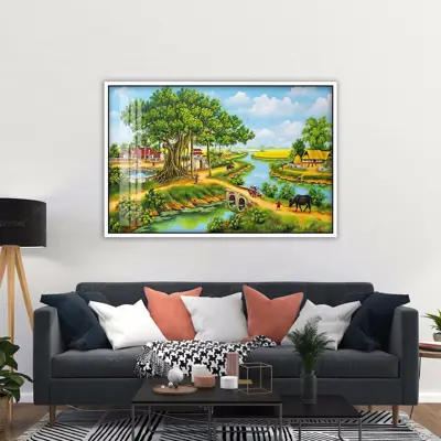 Tranh canvas đồng quê, đã có khung – DQ001