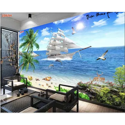 Tranh 3d dán tường thuận buồm xuôi gió - TB332457981