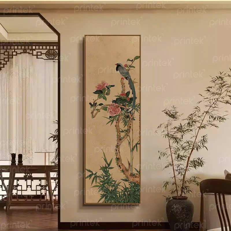 Tranh Chim và hoa phong cách Indochine, in tranh theo yêu cầu - PT09024