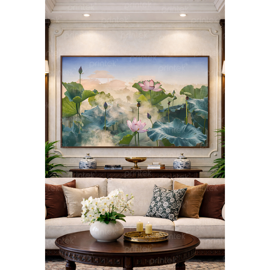 Tranh hoa sen đã có khung - ADB32