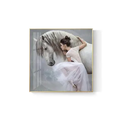 Tranh cô gái và ngựa, đã có khung - PC1685