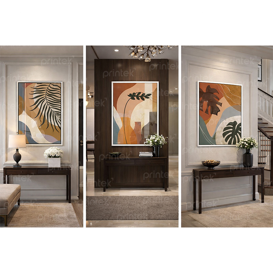 Bộ 3 tranh trừu tượng lá cây, đã có khung – MS5191