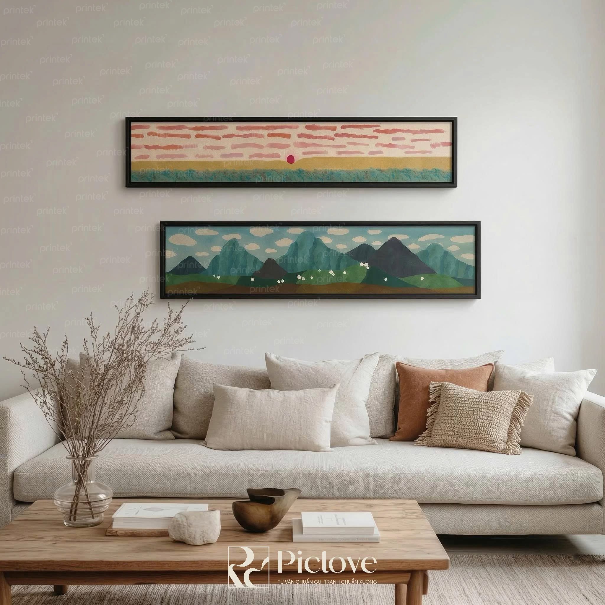 Bộ 2 tranh phong cảnh treo tường phòng khách - PL006