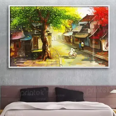 Tranh canvas Hà Nội xưa, đã có khung – A34