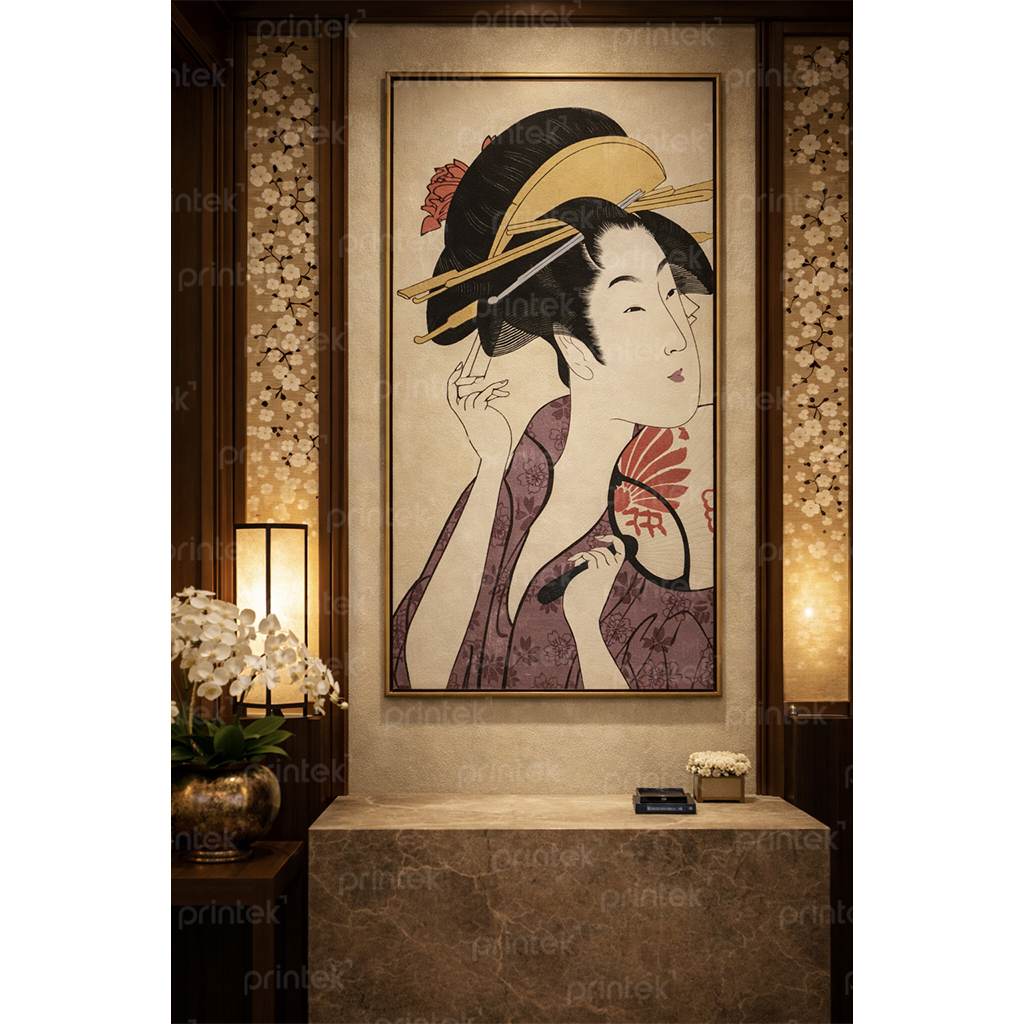 Tranh Nhật Bản cô gái mặc kimono, trang trí nhà hàng, quán ăn - FG13323803
