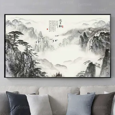 Tranh canvas thuỷ mặc, đã có khung – AL2809162