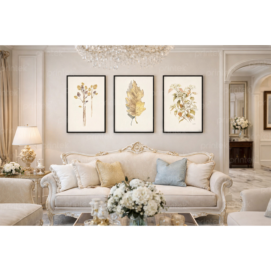 Bộ 3 tranh lá cây, đã có khung – MS4929