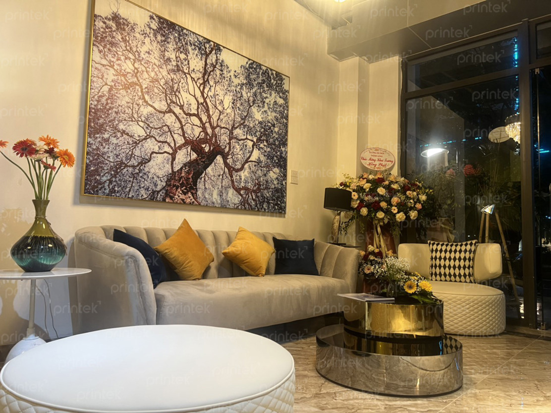 Tranh Printek nâng tầm sang trọng phòng khách (ảnh chụp thực tế)